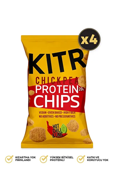 KITR 4'lü Acı Biber Ve Lime Çeşnili Yüksek Proteinli Nohut Cipsi 4x50g